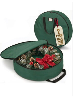 NEW 2 Pack Oxford Christmas Wreath Storage Container 24” Bag